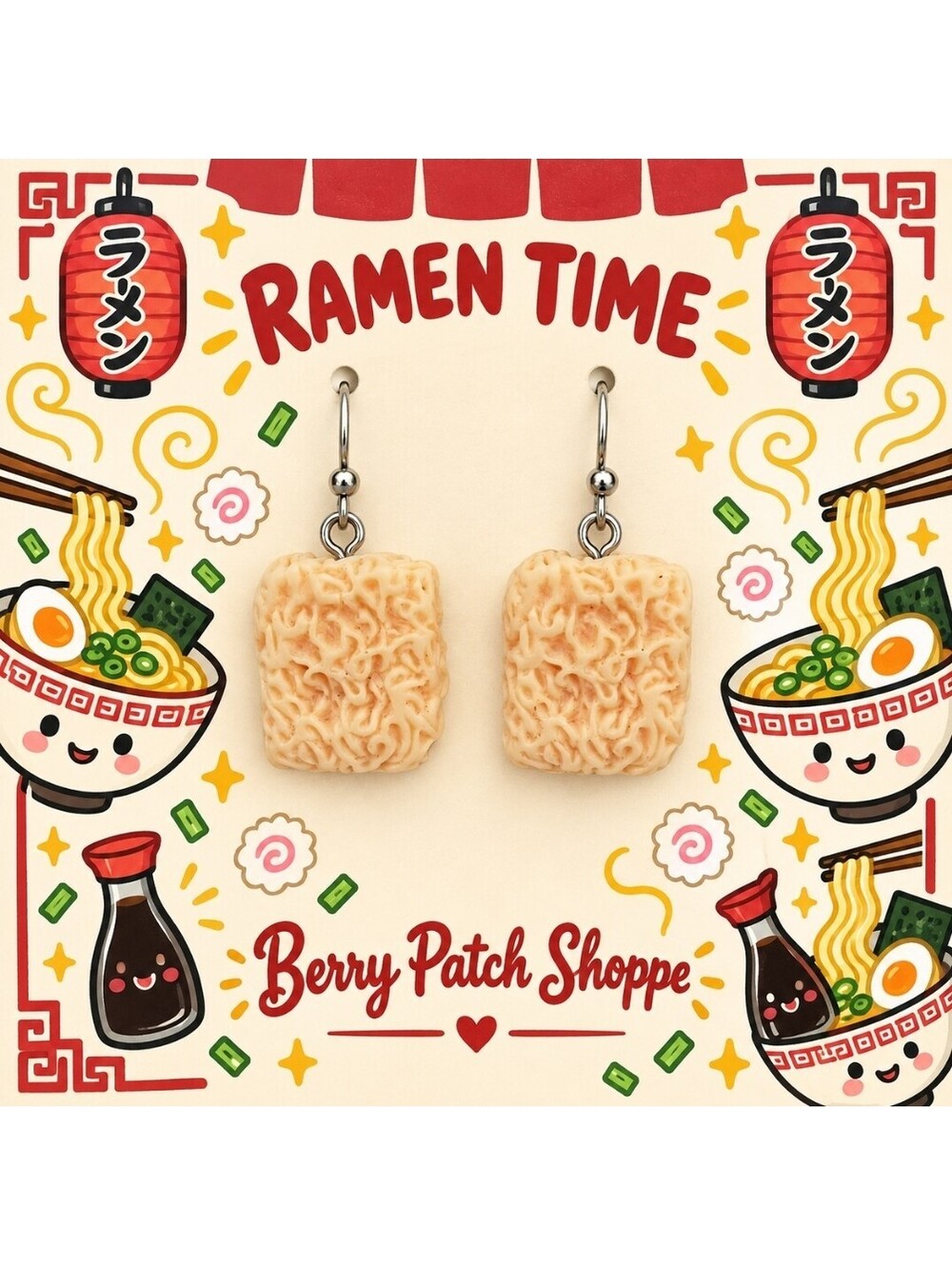 Fun Jewelry Yummy Ramen Noodles Novelty Hypoallergenic Dangle Earrings